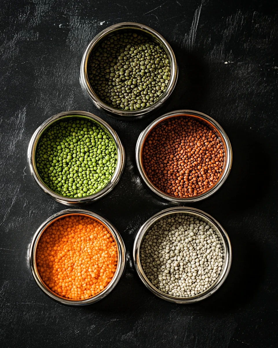 Colorful Lentil Varieties in Bowls