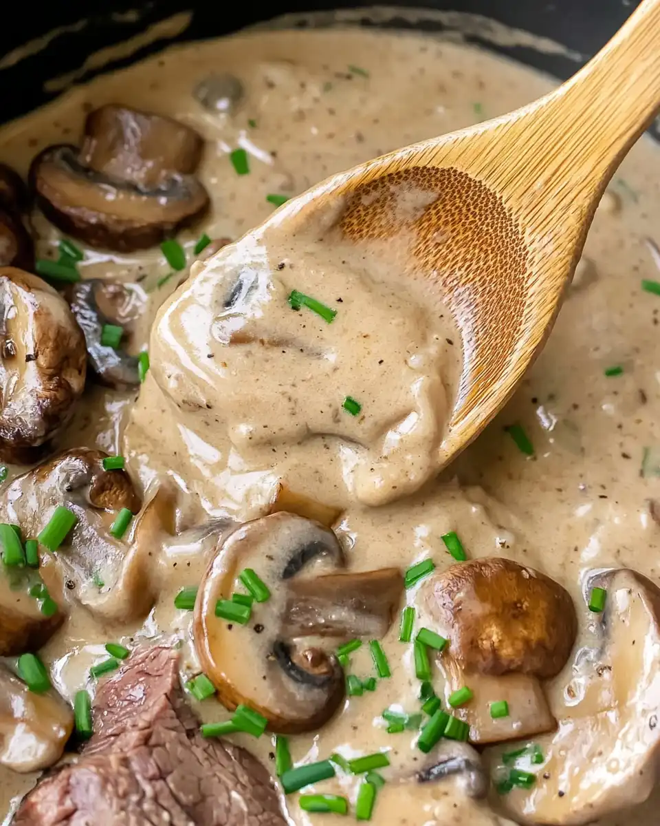 What is the sauce in beef stroganoff made of?