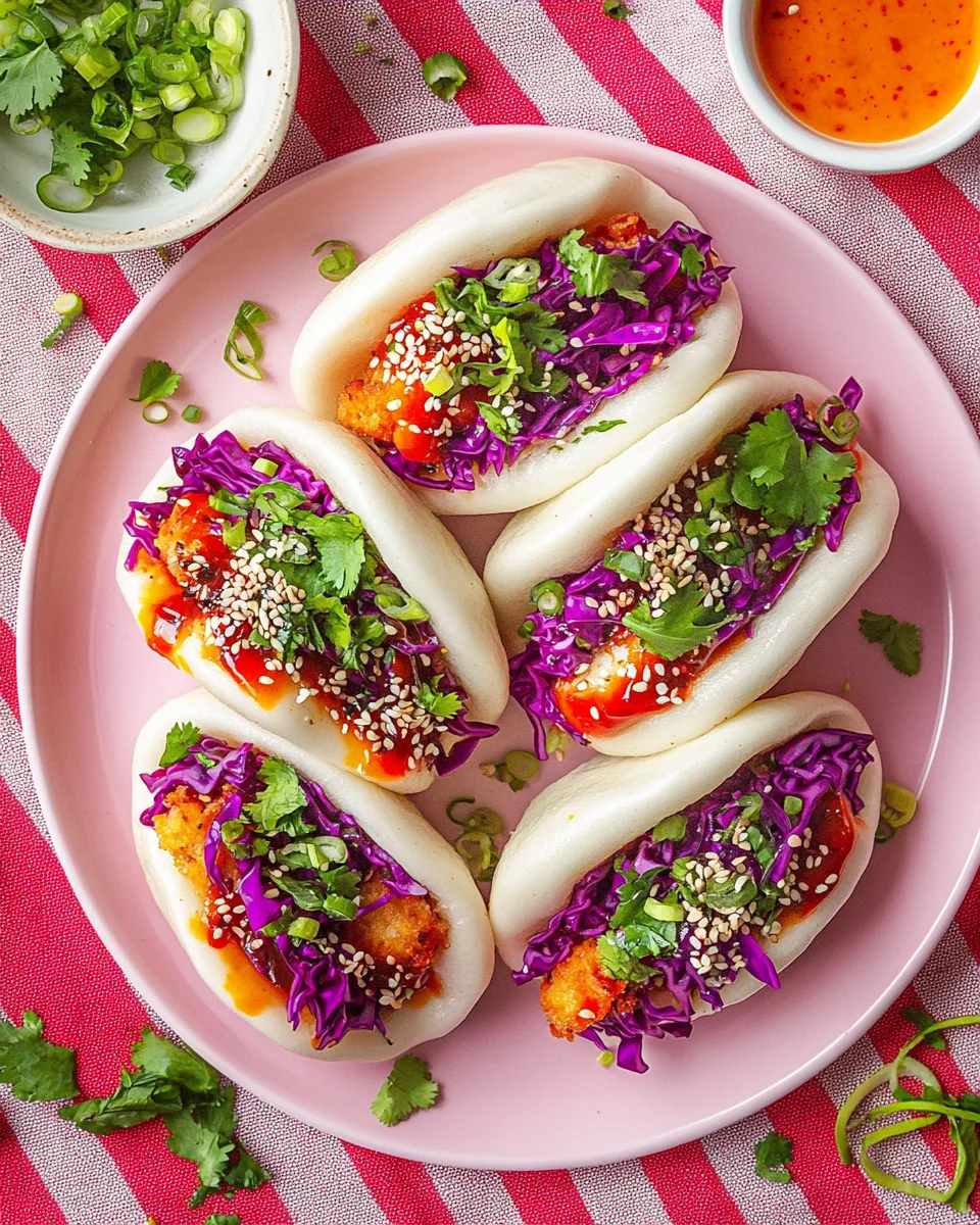 Vibrant Bao Buns with Fresh Vegetables and Sesame Seeds