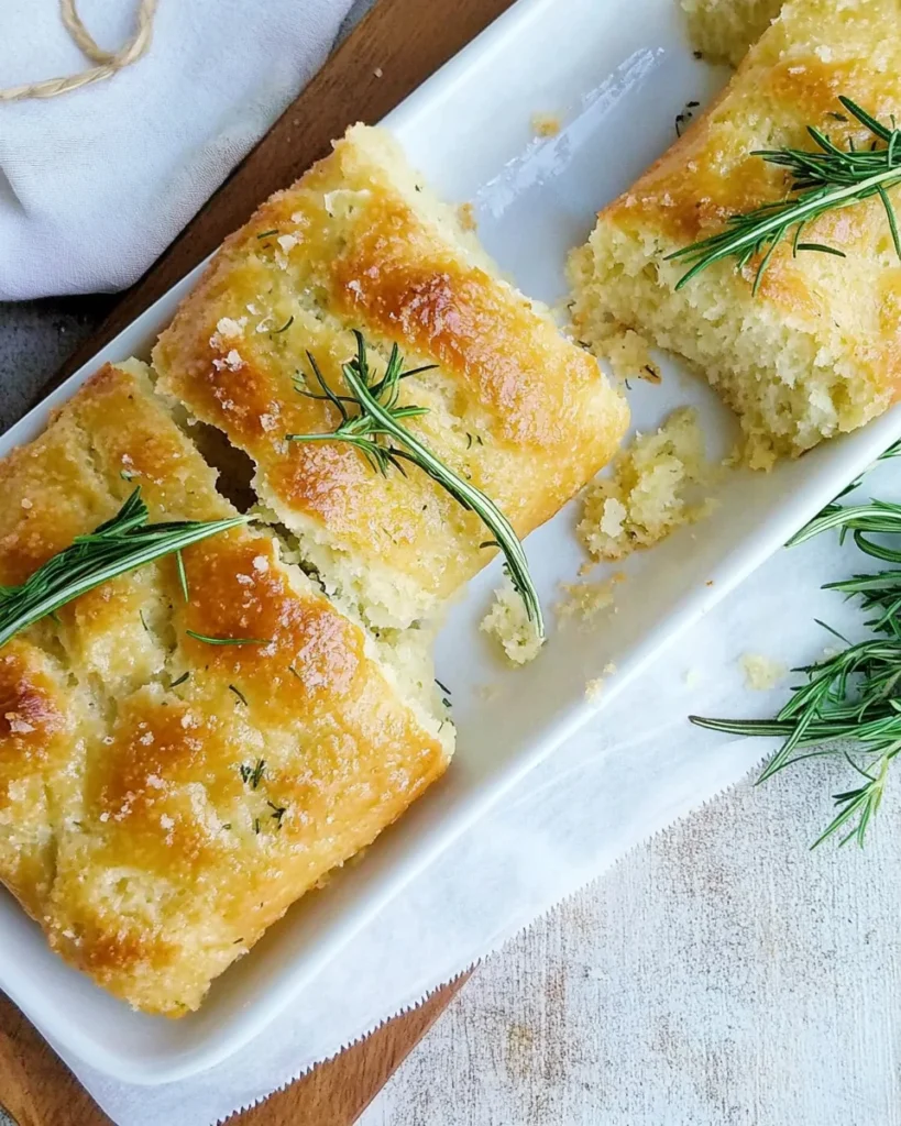 Quick and easy homemade garlic bread without yeast on a wooden board.