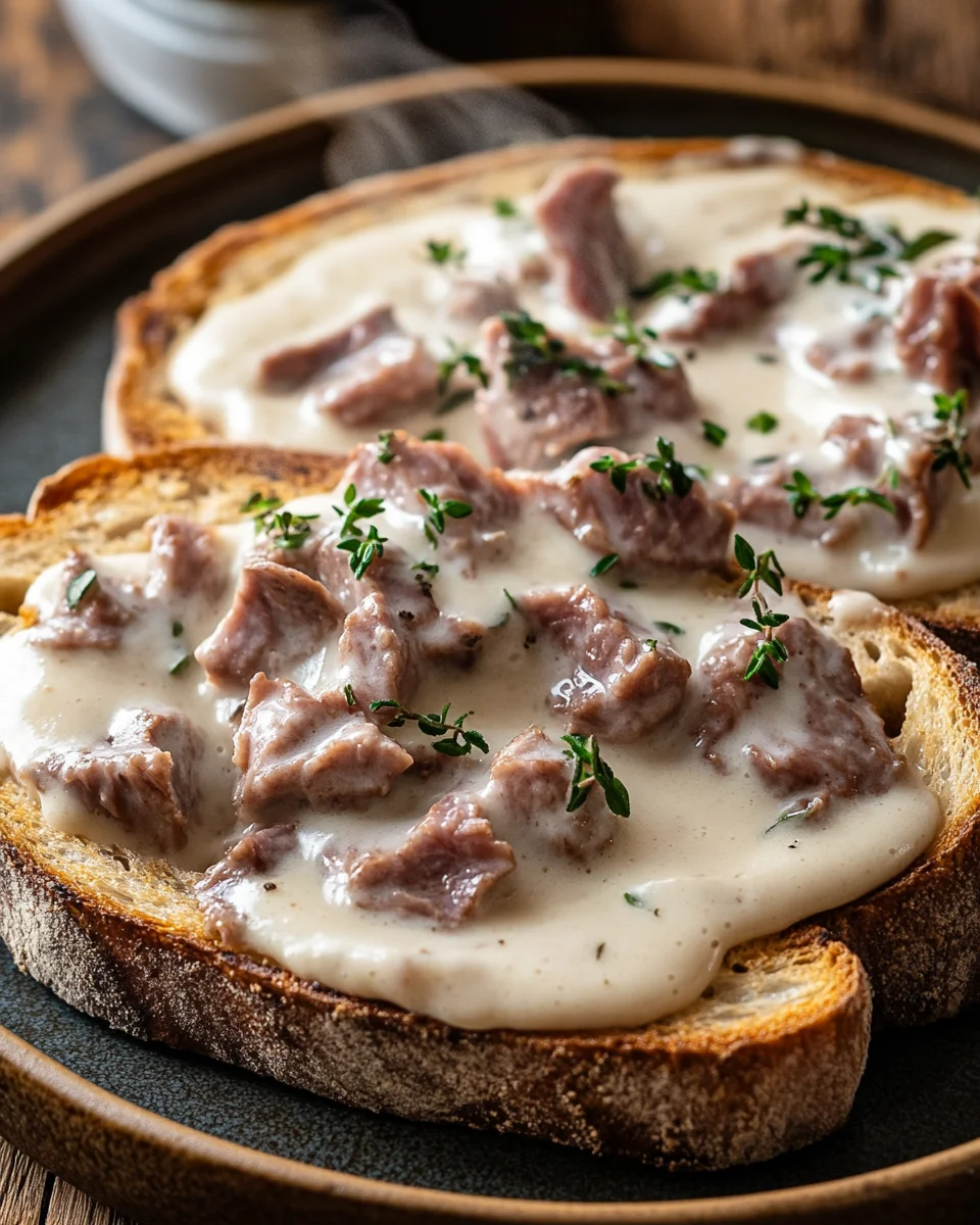 Classic shit on a shingle recipe served on toasted bread