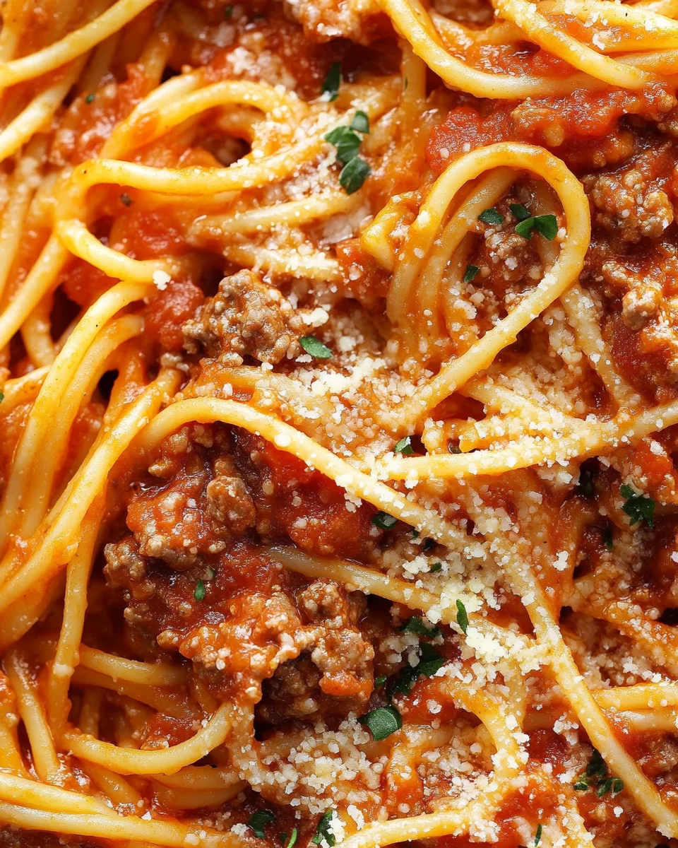 Close-up view of a million dollar spaghetti bake.