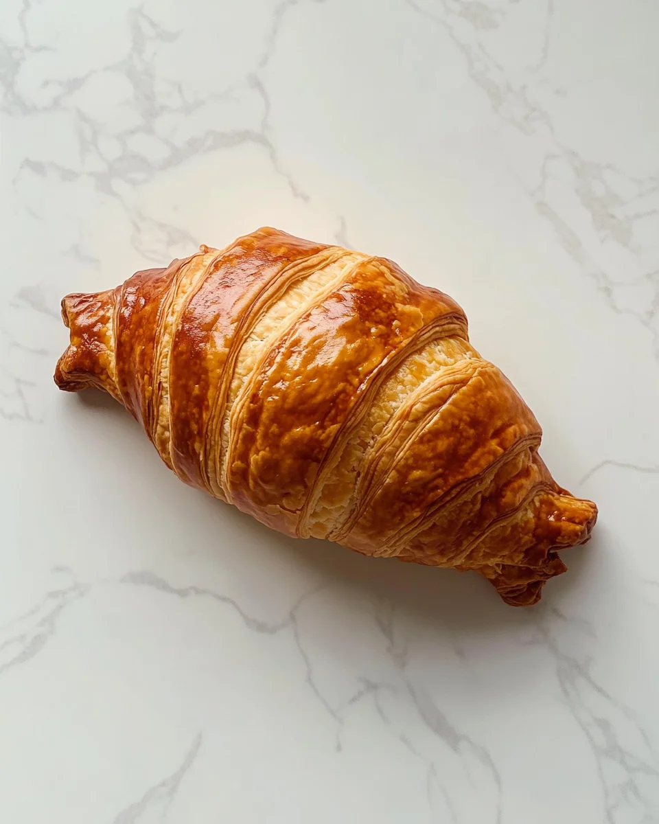 Freshly baked lobster tail pastry on white marble.