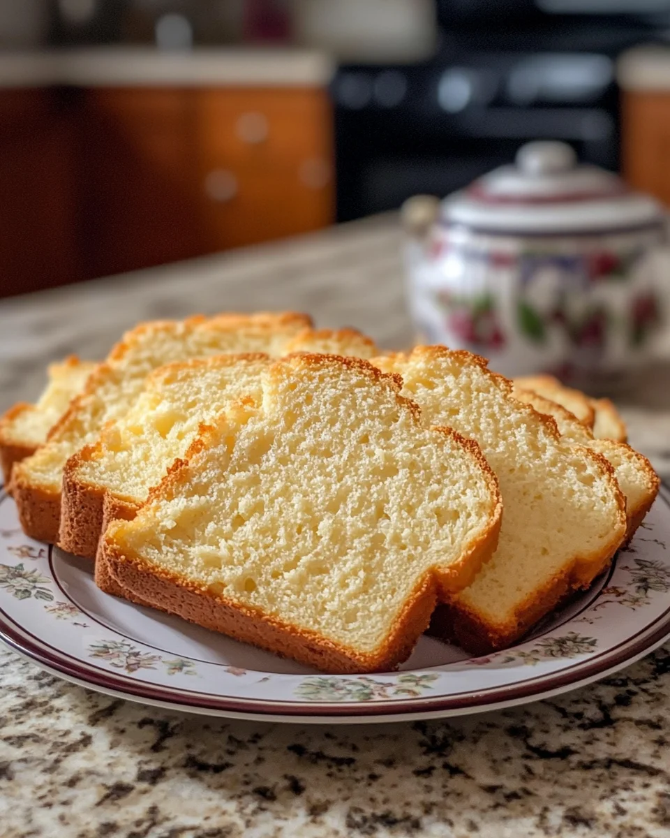 Sliced cottage cheese bread on a plate, ready to serve.