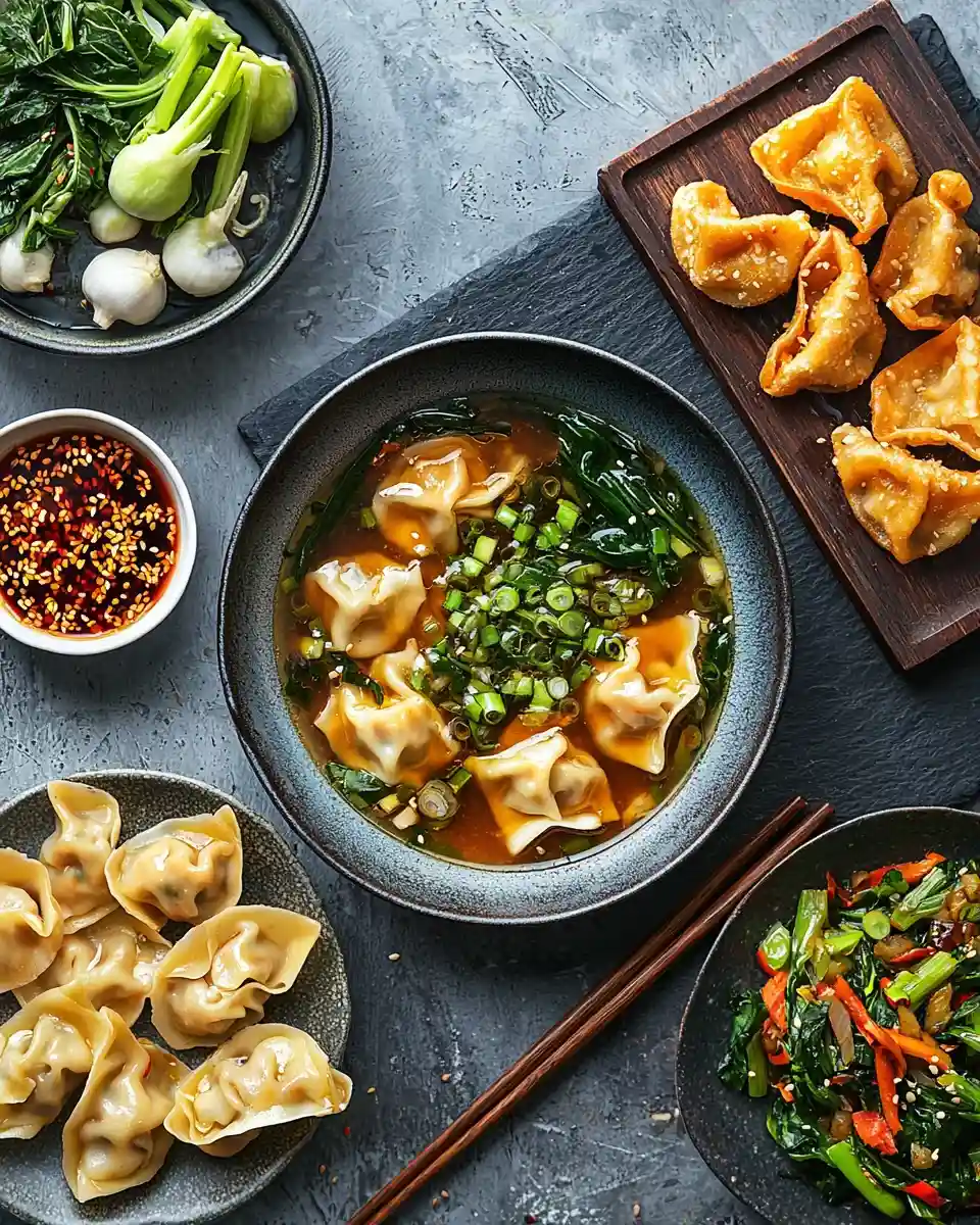 Different methods of cooking frozen wontons: boiling, steaming, and pan-frying.