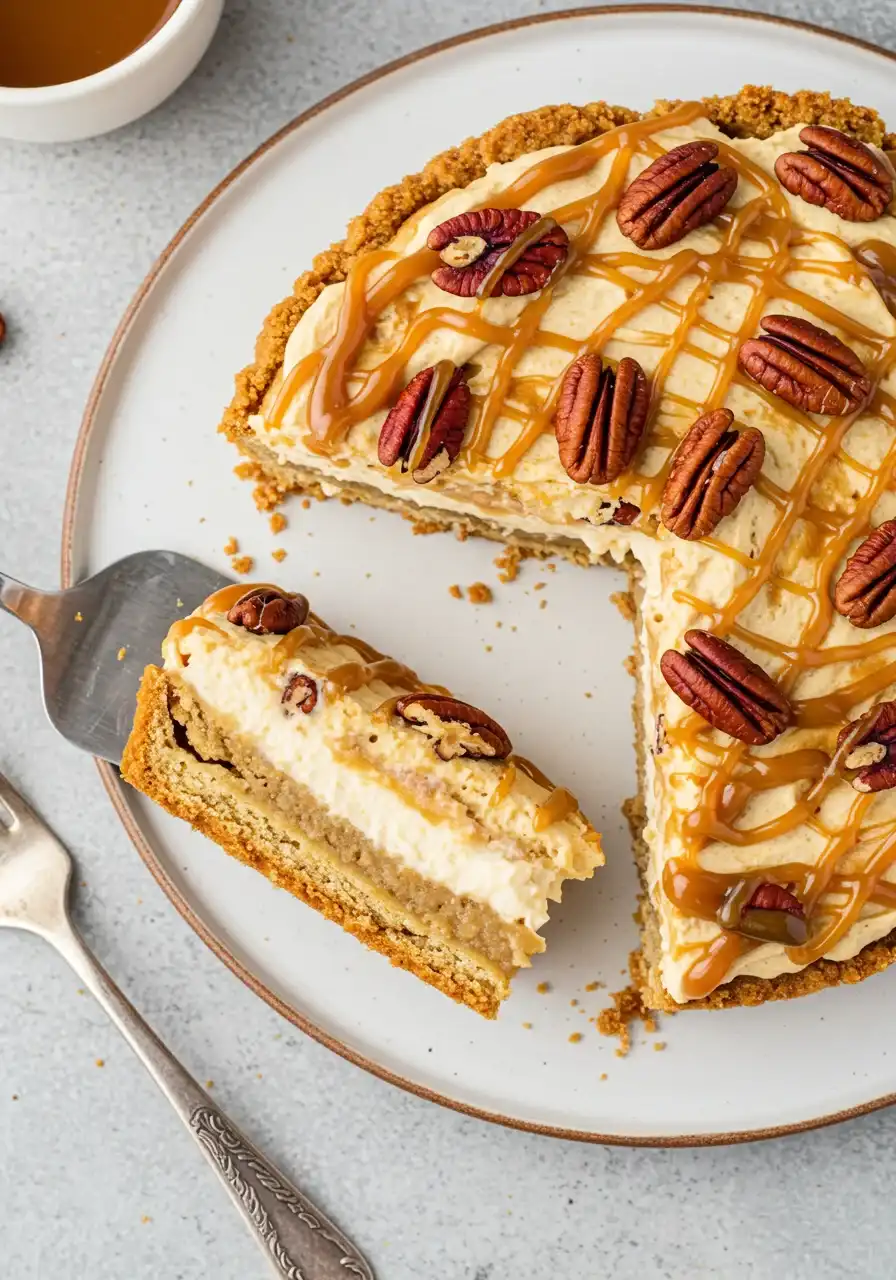 Three versions of pecan pie lasagna on display
