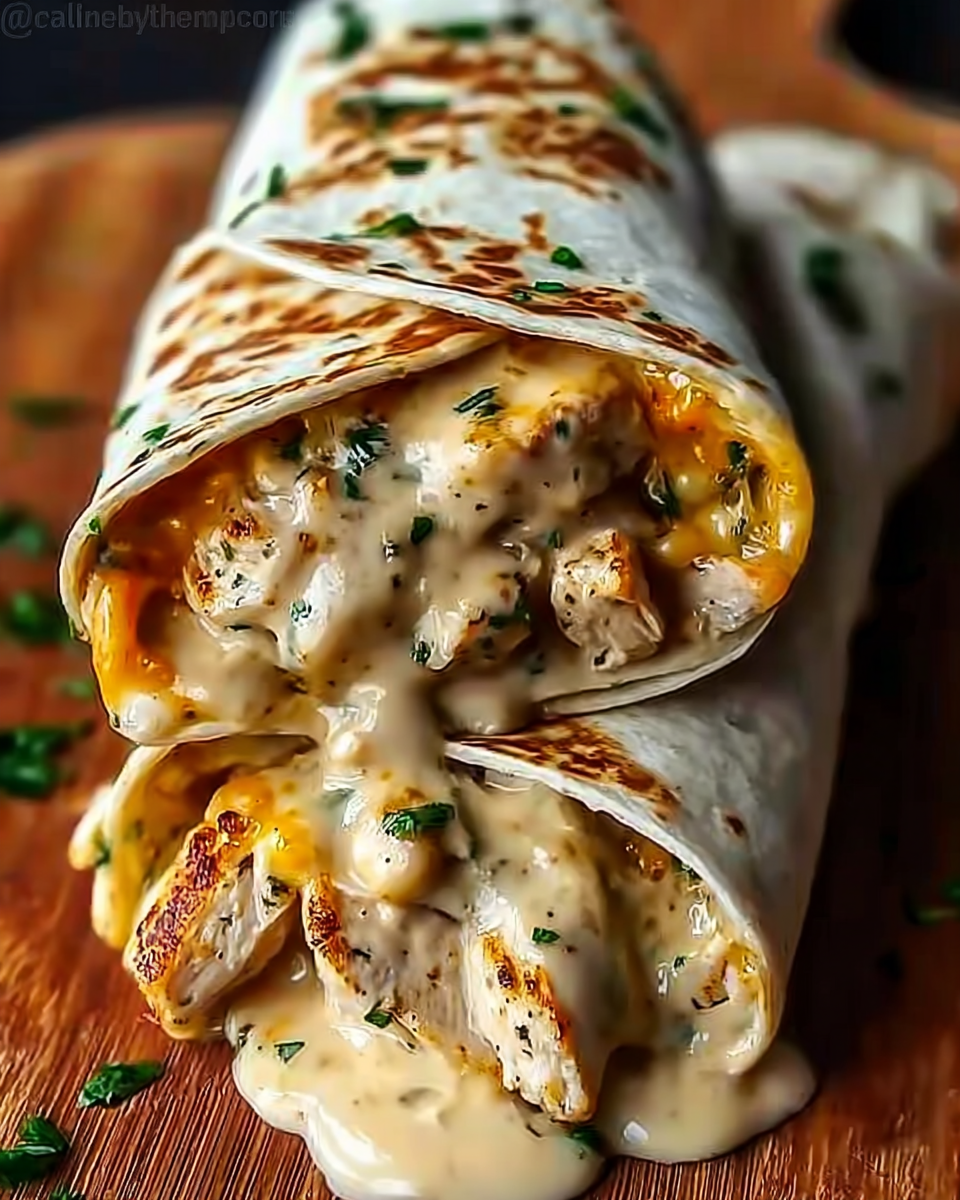 Cheesy Garlic Chicken Wraps