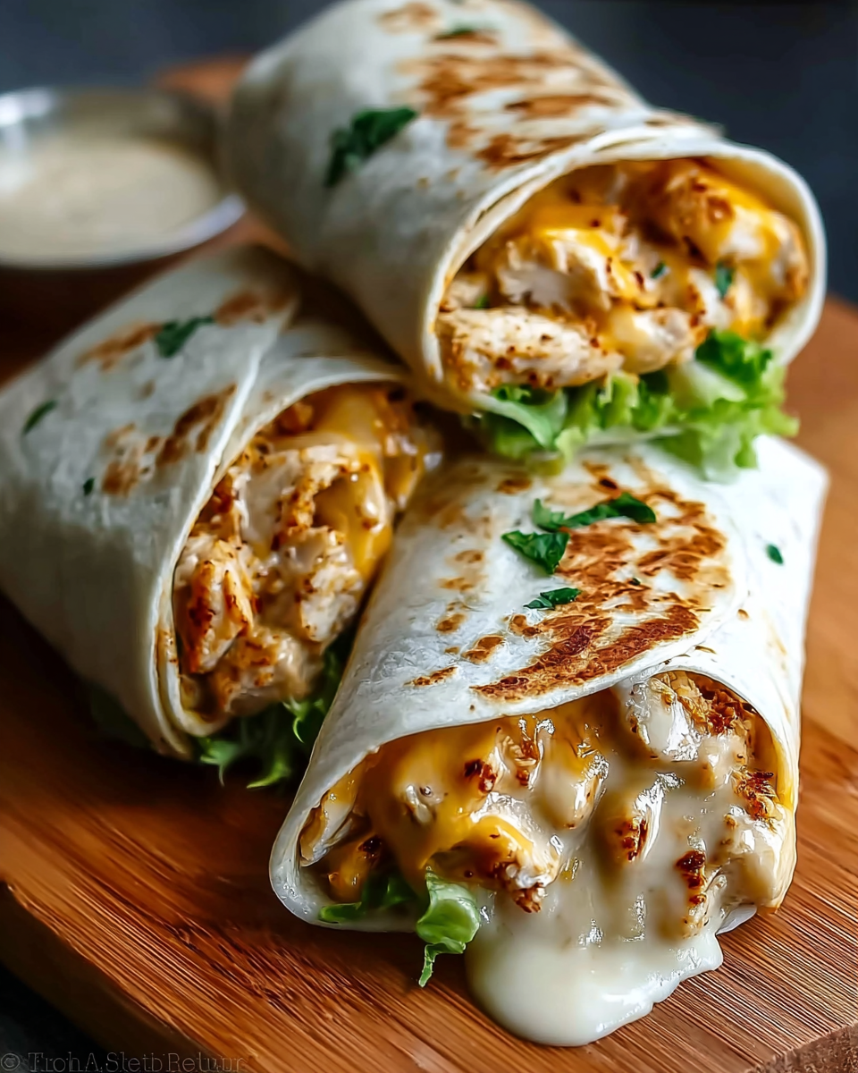 Cheesy Garlic Chicken Wraps