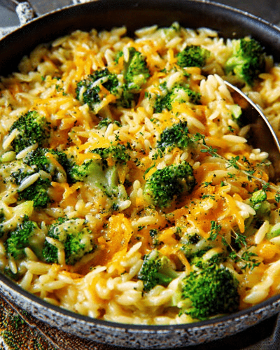 One-Pan Cheesy Broccoli-Cheddar Orzo