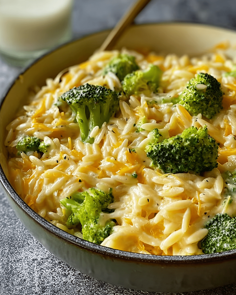 One-Pan Cheesy Broccoli-Cheddar Orzo