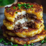 Potato Pancakes with Savory Beef and Cheese