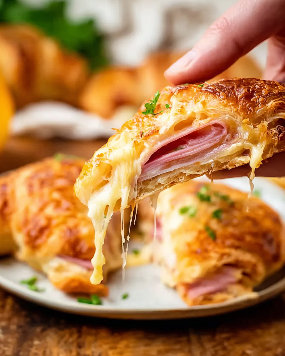 Baked Ham and Cheese Croissants