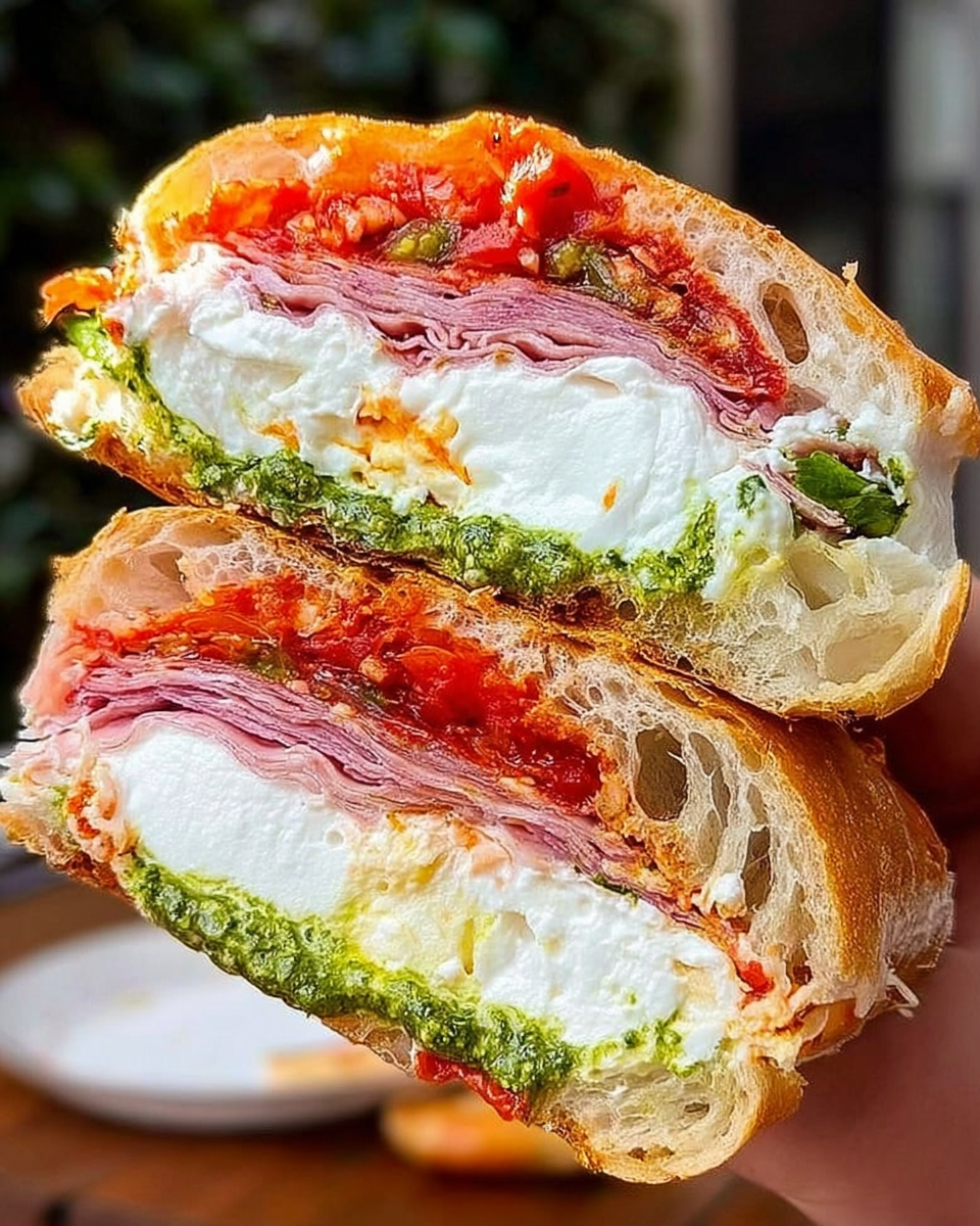 Burrata Sandwich with Pesto and Tomato