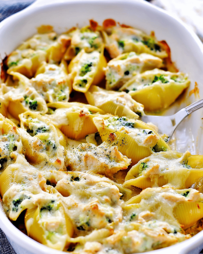Chicken and Broccoli Alfredo Stuffed Shells