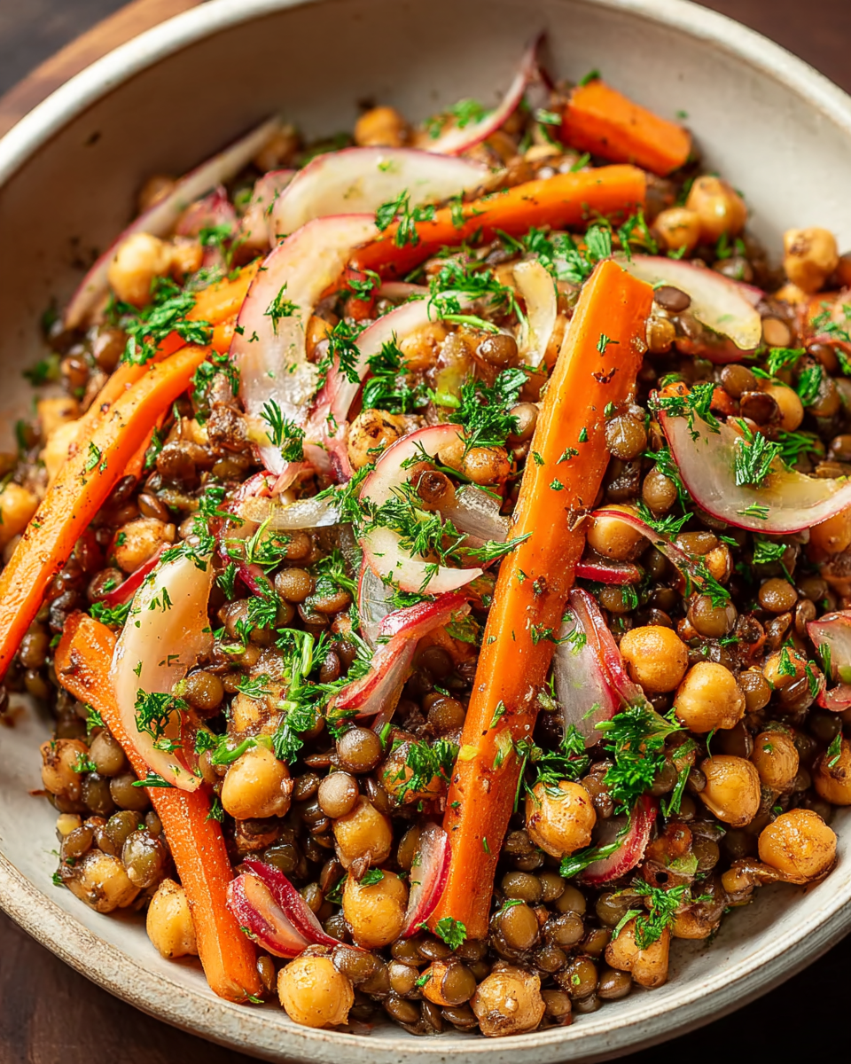 Warm Chickpea and Lentil Salad with Carrots