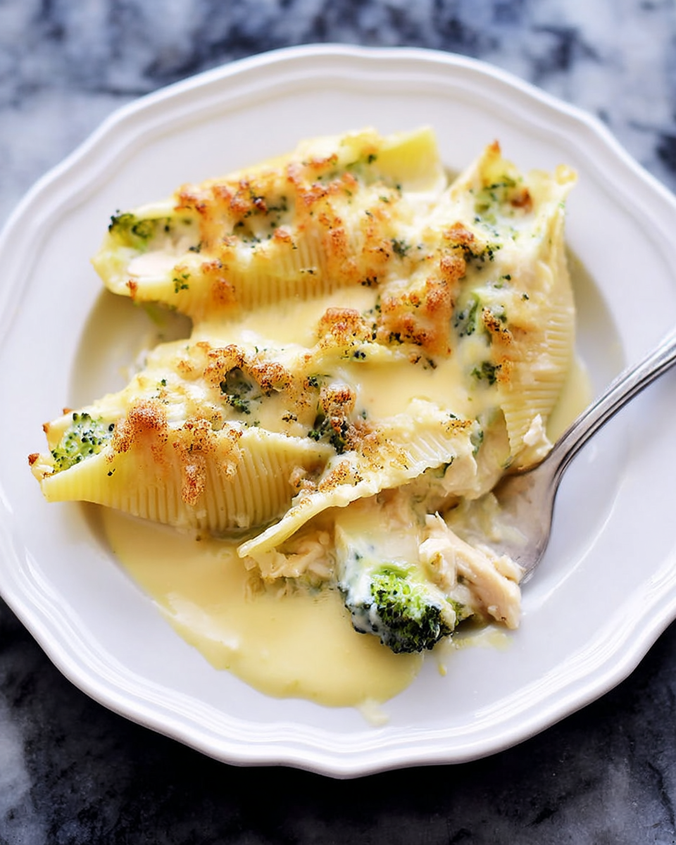 Chicken and Broccoli Alfredo Stuffed Shells