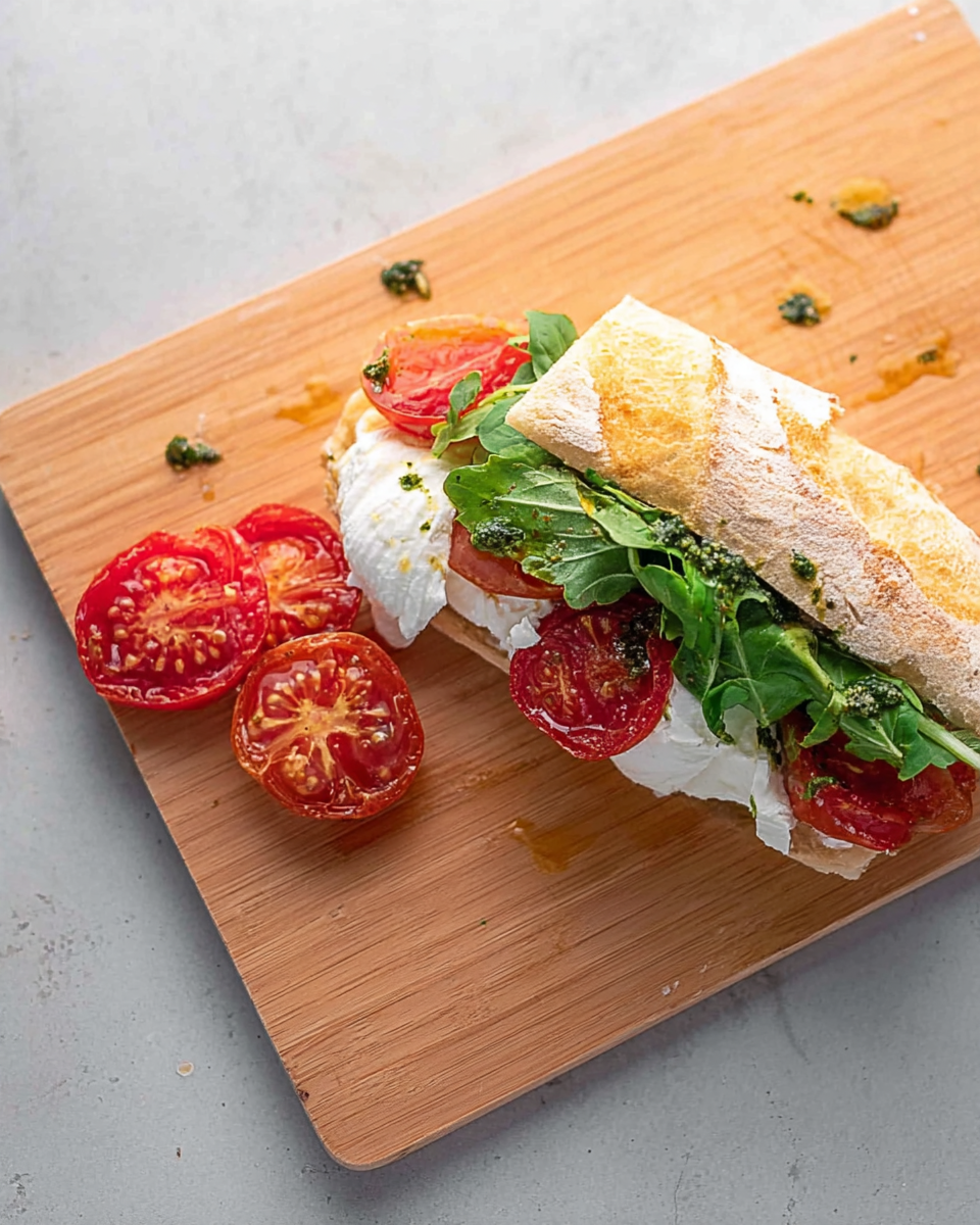 Burrata Sandwich with Pesto and Tomato