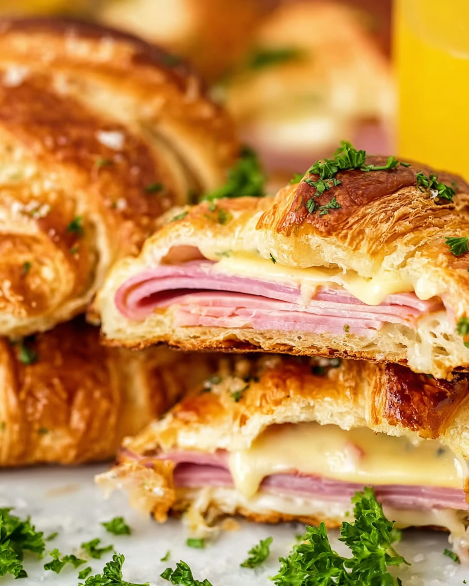 Baked Ham and Cheese Croissants