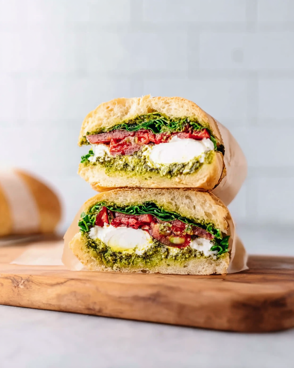 Burrata Sandwich with Pesto and Tomato