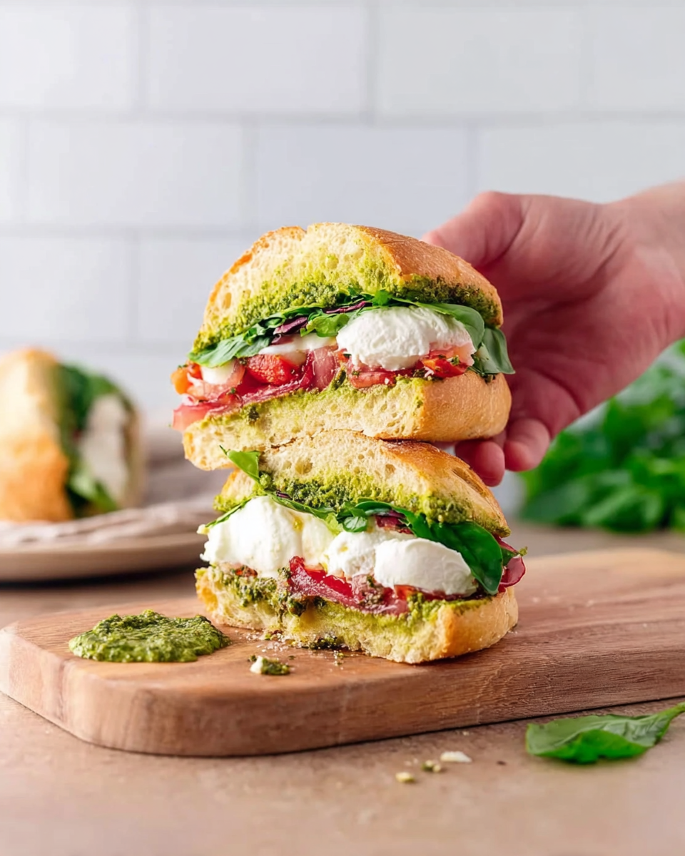 Burrata Sandwich with Pesto and Tomato