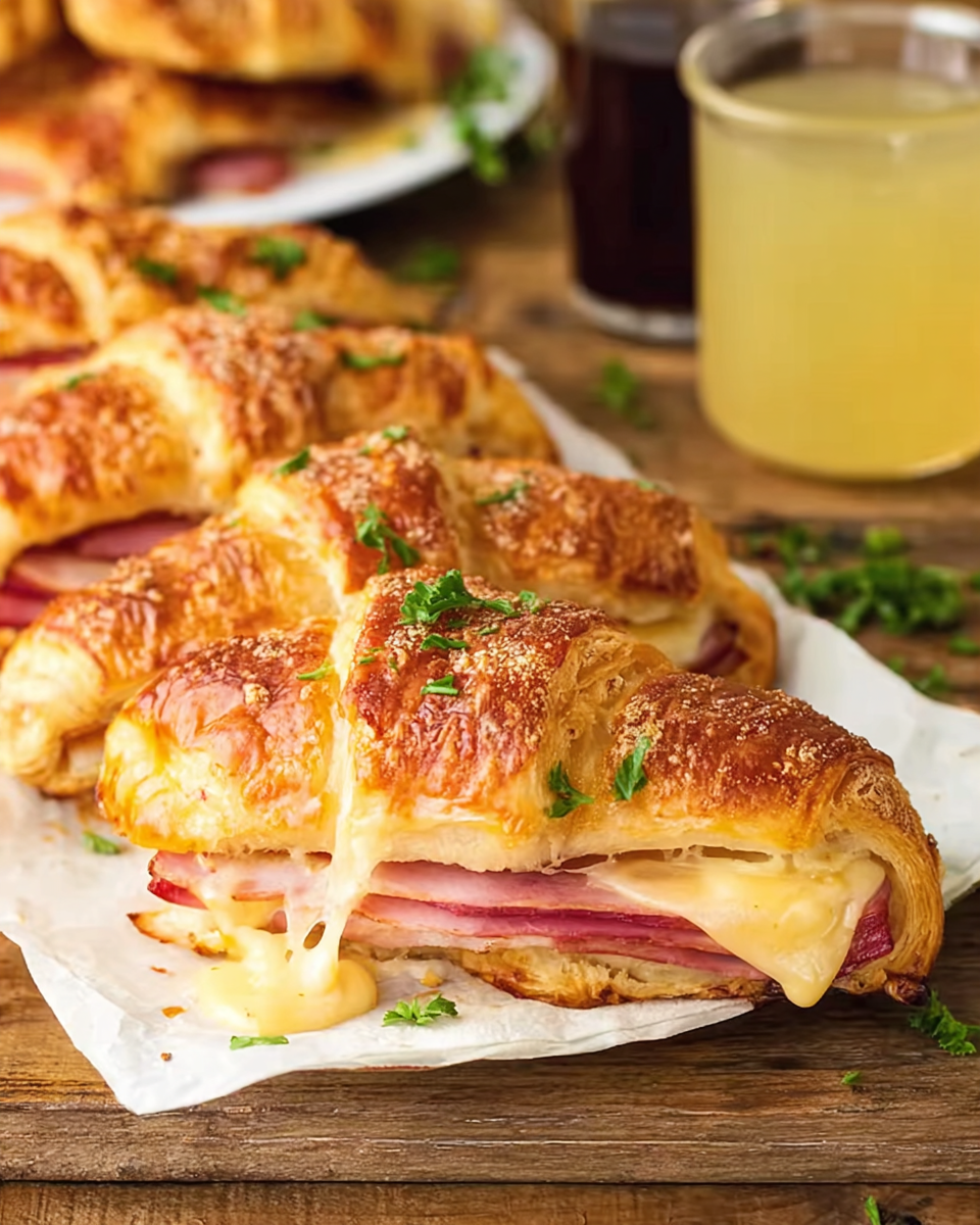 Baked Ham and Cheese Croissants