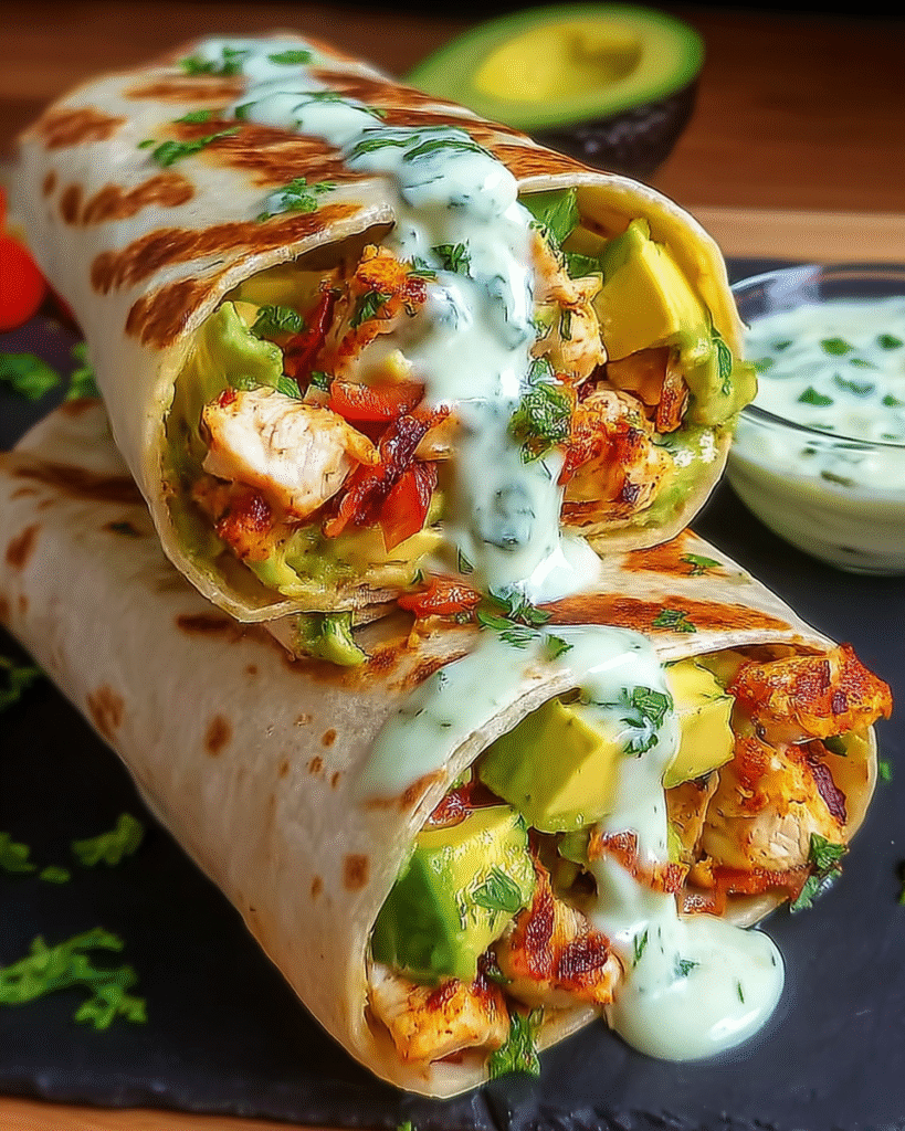 Chicken Avocado Ranch Burritos