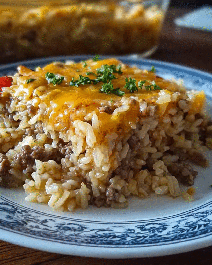 cheesy ground beef rice casserole