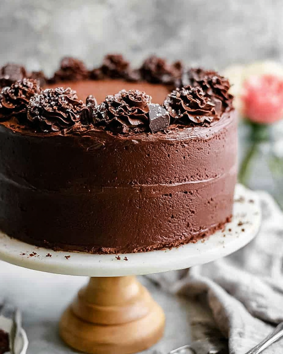 Elegant Chocolate Cake with minimalist decoration inspired by Chocolate Cake Aesthetic photography.