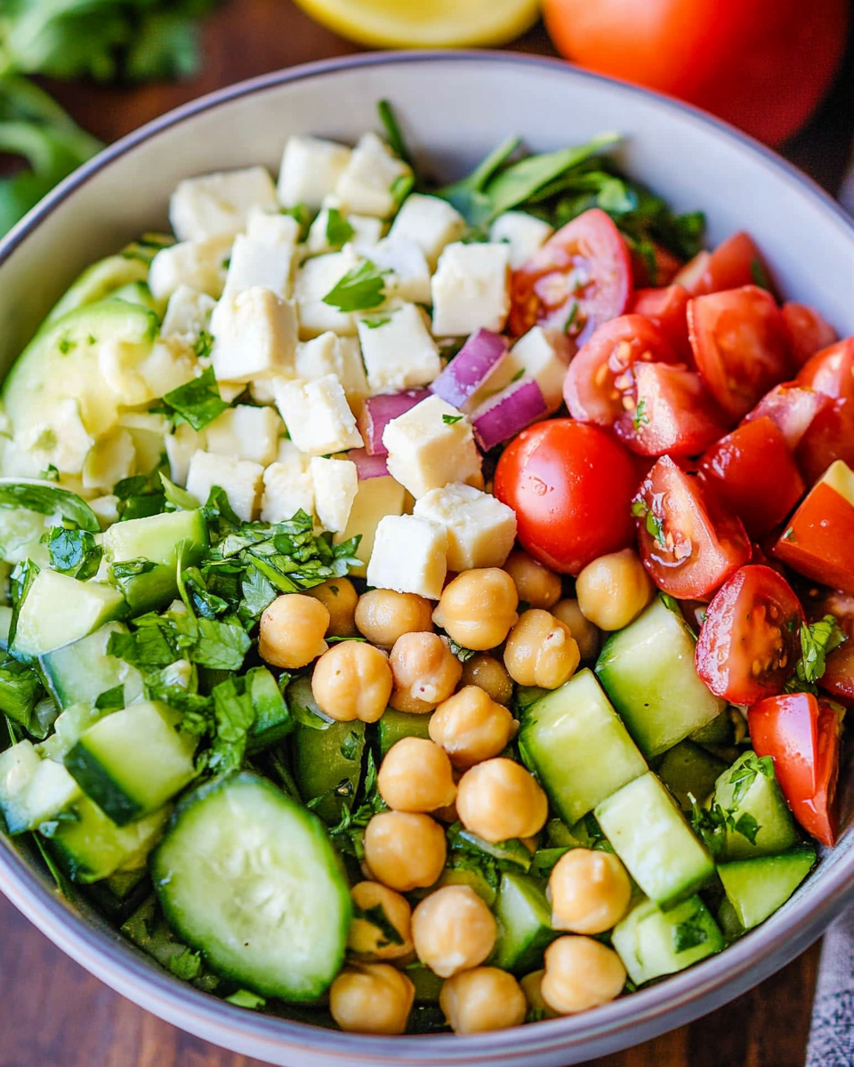 Easy chickpea salad in a bowl