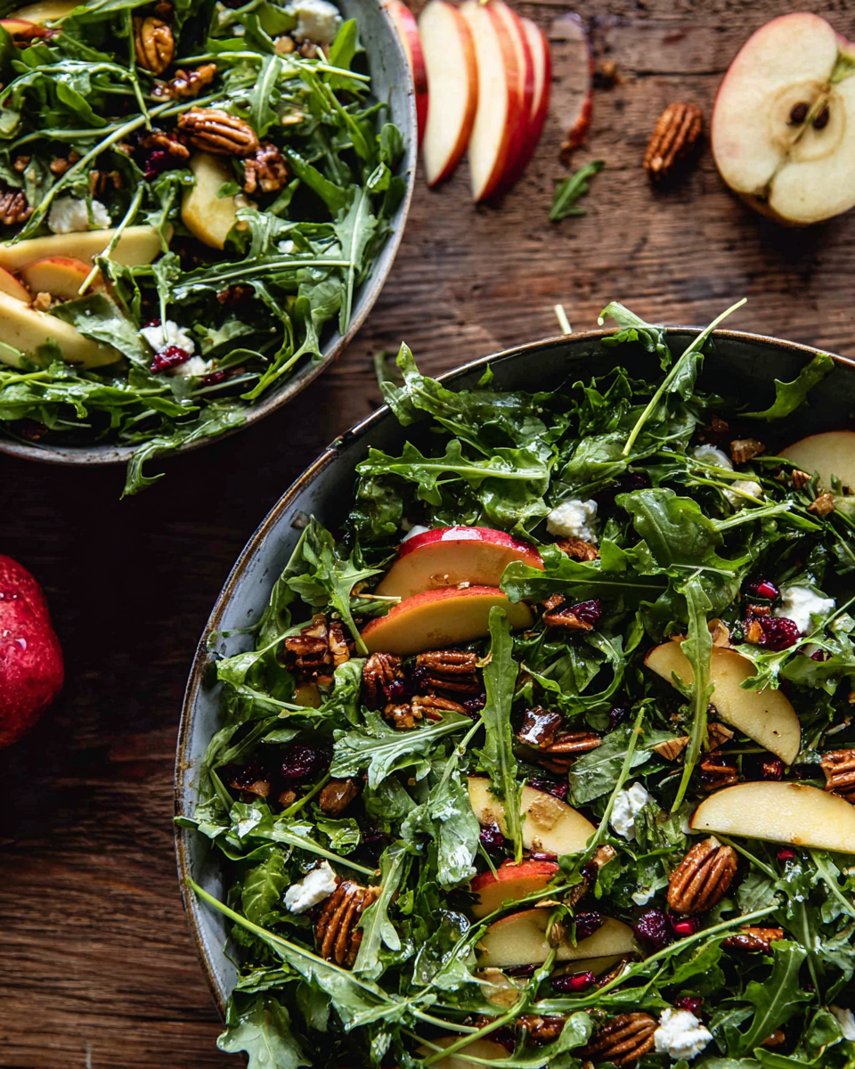Fall salad for Thanksgiving featuring apples, feta salad ingredients, and harvest flavors