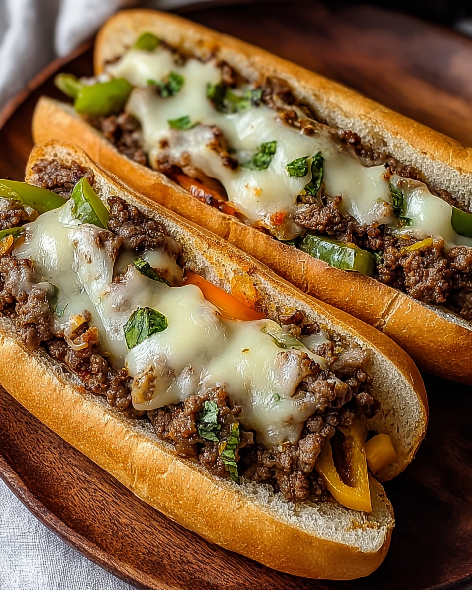 Philly Cheese Steak With Ground Beef variation in a skillet for family dinner.