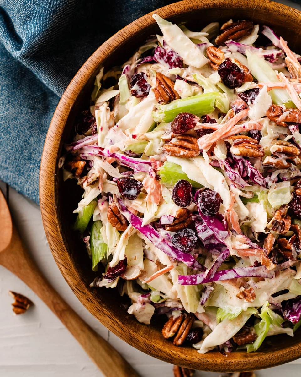 Holiday cranberry pecan slaw with cabbage