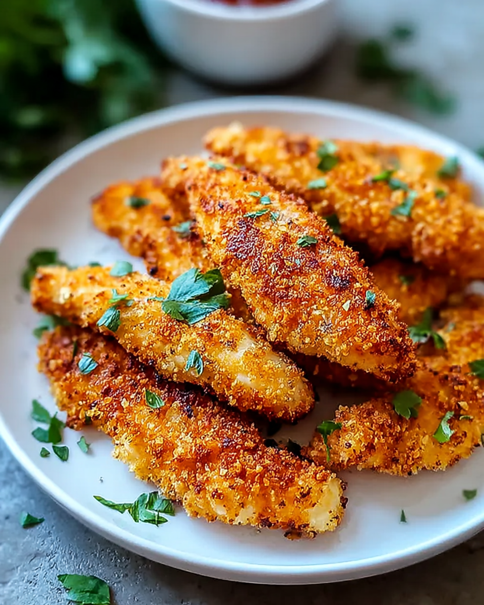 Golden Baked Chicken Tenders arranged on parchment paper for Recipes Chicken Tenderloins and family dinners.