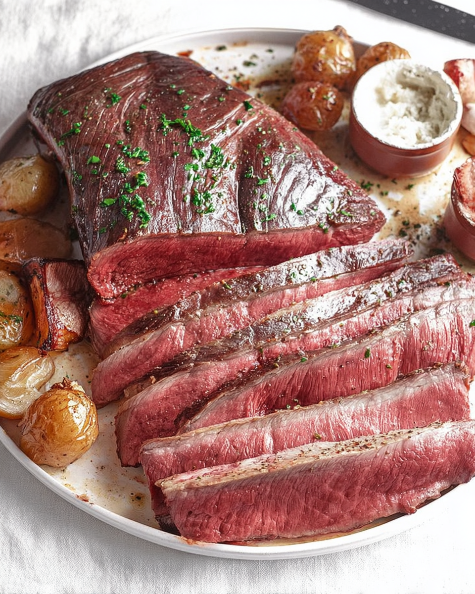 Brazilian steak picanha cooked using pan seared steak method with crispy fat cap