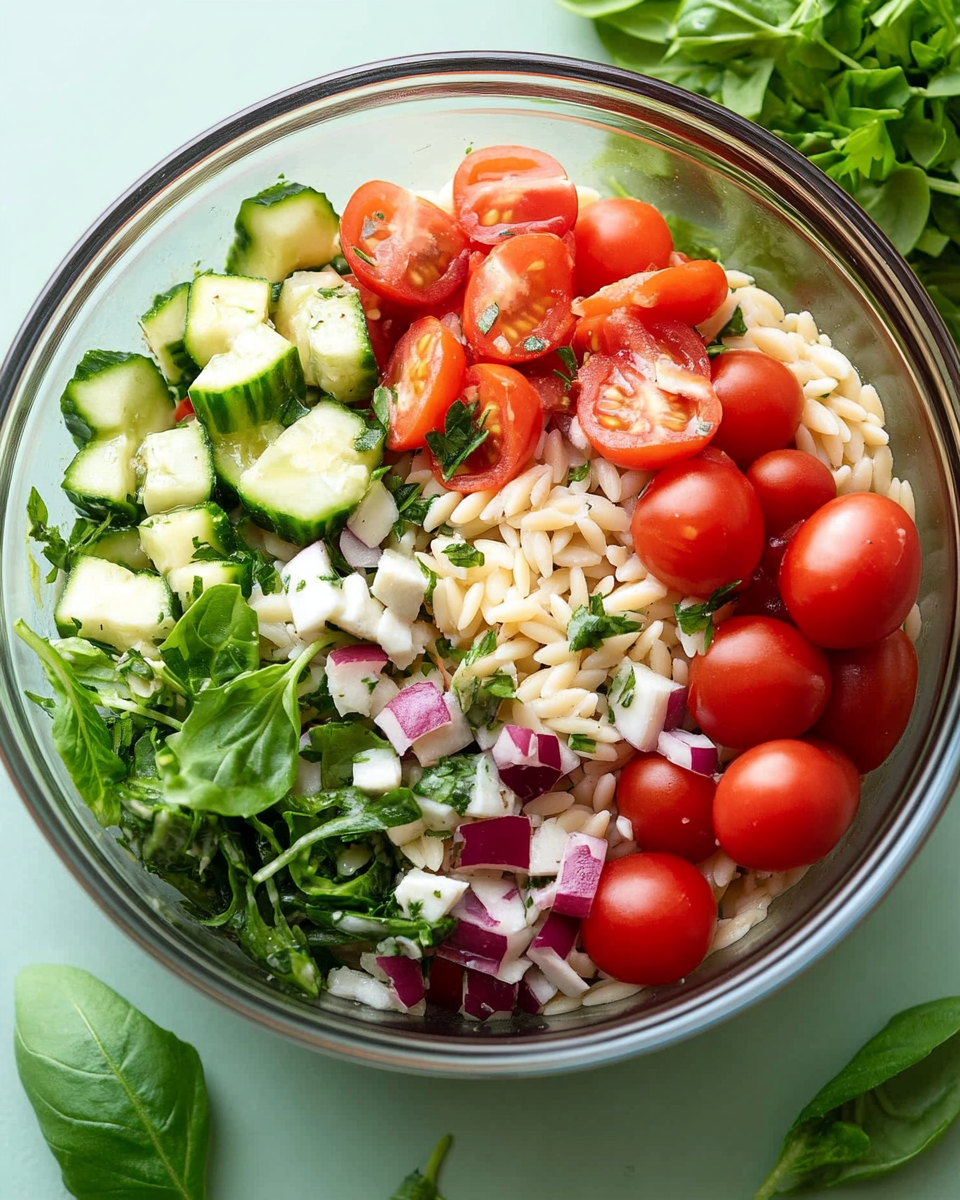 White Bean Spinach and Feta Orzo Salad