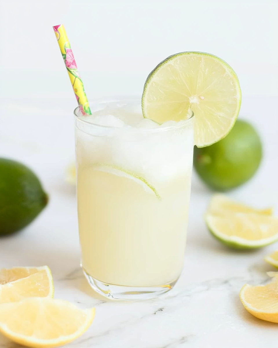 A single ice-cold glass of the Hydrating Citrus Coconut Refresher mocktail or cocktail!