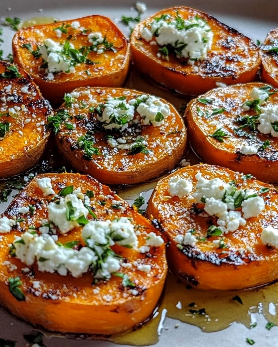 Roasted Sweet Potato Rounds with Honey Feta