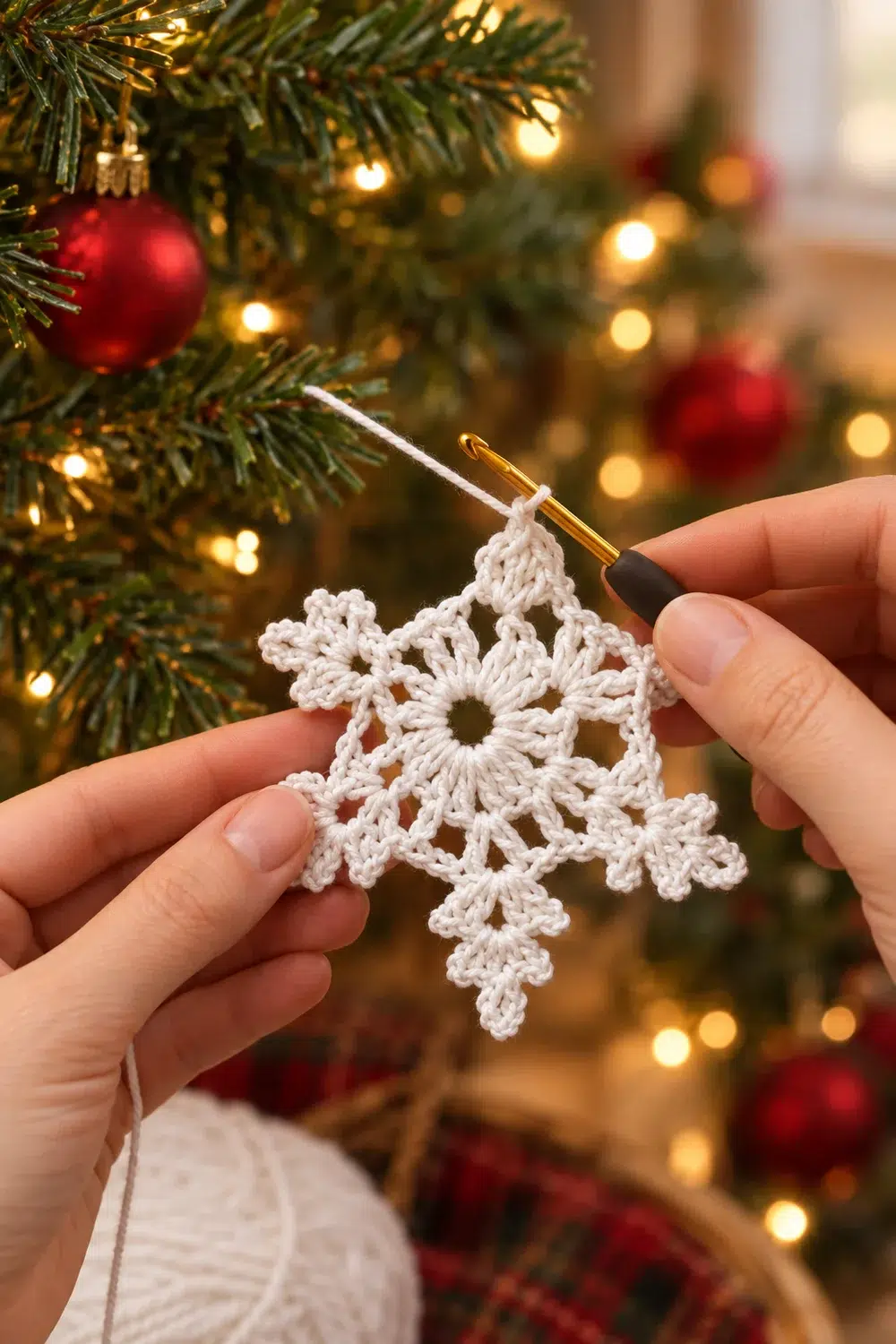 Frosted Star Snowflake Crochet Pattern – Easy 3-Inch